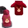 Abbigliamento per cani Felpa con cappuccio Abito natalizio Inverno Caldo Vestiti per cuccioli Felpa in pile Modello di renna di Natale Abbigliamento per animali domestici per cani di piccola taglia o gatti Cappotto rosso HH21-823