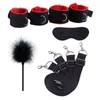 NXY SM Bondage Sex Producten Voor Volwassenen Games BDSM Set Handcuffs Enkle Manchet Kraag Whip Flirten Feather Stick Speelgoed Dames 1223