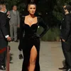 Sexy Bodycon женщина гот платье зима с длинным рукавом элегантные бархатные платья для женщин вечеринка ночной клуб черный дизайнер одежда 22396P 210712