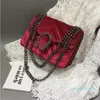 디자이너-여성 가방 패션 코듀로이 핸드백 클래식 수 놓은 라인 물결 모양의 여성 체인 가방 메신저 핸드백