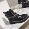 Black patent leather Motor ankle combat boots Accents boot round Toe buckle Martin booties luxury designers brand shoes for women factory footwear
