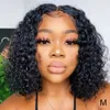 Curly Short Bob Lace Front Human Hair Wigs Pre Plocked För Black Women Gluslös Syntetisk Deep Wave Wig