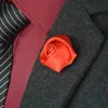 Decorative Flowers Wreaths 50PcsLot Man Groom Boutonniere Silk Satin Rose Flower Men Buttonhole Wedding Party Prom Suit Corsage2345465