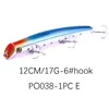 3D Eyes Popper pencil Fishing lure 120mm 17g Colorful ABS Plastic Floating hard bait with 3 hooks3170312