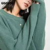 Gigogou corase sticka varm tröja kvinnor grundläggande pullovers höst vinter cashmere tröja casual lös överdimensionell kvinnlig jumper topp 211221