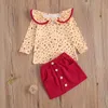 6M-4Y秋の幼児幼児子供赤ちゃん女の子服セット長袖トップスレッドスカート衣装子供服210515