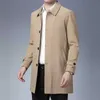 Mens Spring Coat Ankomst Mäns Business Casual Black Khaki Long Jacket Top Quality Single Breasted Solid Trench 211011