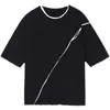IEFB Herrkläder Nischkontrast Stitching Short-Sleeve Mäns Causal Loose Fashion Tee Black White Tops 9Y7083 210524