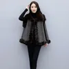 Womens Cape Luxury Cloak Overcoat 패션 트렌드 여성 가을과 겨울 망토 여우 모피 칼라 순수 캐시미어 민소매 겉옷