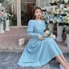 Solid Elegant Dres Winter Patchwork Lace Party Midi Female Casual French Style Sweet Kawaii Korean 210623