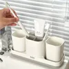 Toothbrush Holder Storage Shelf Desktop 2 Tooth Cup Organizer For Bathroom To Store Household Items 210423