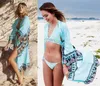 Kvinnor bikini cover-ups solblomma tryckt kimono cardigan plus size bomull sommarsemester strandkläder baddräkt täcker kvinnliga saronger
