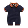 1-2 jaar oud zomer kids kleding babyjongen meisje jumpsuits rompertjes revers korte mouw pyjama's 100% katoenen kleding mode All-match