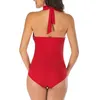 Damen-Badebekleidung, einteiliger Badeanzug, solide Push-up-Feminino, Neckholder-Oberteil, Badeanzug, sexy Badeanzüge in Übergröße #01