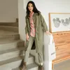 Johnature Women Safari Style Trench Pockets Long Sleeve Coats Spring Vintage Patchwork Women Cloths Button Trench Coats 210521