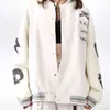 Ekleme Deri Bombacı Ceketler Kadın Ceket Çift Beyzbol Ceket 2021 Sonbahar Unisex Erkek Arkadaşı Stil Varsity Hiphop Streetwear