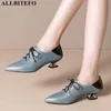 ALLBITEFO large size:33-43 genuine leather special heel high heels office ladies shoes thick heels party women heels women shoes 210611