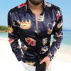 Plus Size 2XL Heren Casual Vintage Shirts Lange Mouw Herfst Hawaiian Shirt Skinny Fit Verschillende Patroon Man Kleding Vest Blouse