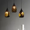 Modern LED Pendant Light Iron Hollow Metal Cage Pendant Lamp Living Room Restaurant Shop Bar Fixture Decoration