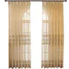 European Royal Luxury Beige Tulle gardin för sovrum fönster gardin för vardagsrum eleganta draperier europeisk heminredning 362 # 4 211203