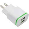 LED Light Light Wall Charger 5 V 2.1A EU US AC Home Travel Power Adapter do Samsung S6 S7 S10 LG Android PC Fabryka PC