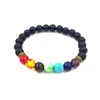 Beaded Strands 7 Chakra Armband 8mm Black Frosted 3D Buddhas Head Energy Stone Colorful Buddhist Bead Women Män Fawn22