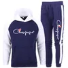 Men's Football Sets Cotton Hoodie+Pants Two Pieces Casual Tracksuit Male Sportswear Gym Brand Clothing Sweat Suit Plus Size S-3XL