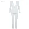 Lente vrouwen sets witte lange mouw blazer shorts solide tweedelige jas broek lady casual mode suits 210423