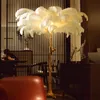 타조 깃털 바닥 램프 구리 / 수지 나뭇 가지 거실 침실 장식 램프를위한 럭셔리 조명