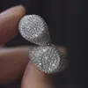 Knobbelspin S925 sterling zilver 18K wit vergulde volledige diamanten sprankelende ringen voor vrouwen mannen partij fijne sieraden 220113