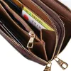 Fashion Women Men Brown Black White Plaid Double zipper Long Wallets Signature Letter Brown's Wallet Purse Card Holders with box