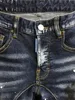 Men's Jeans Dsqpleind2 Men Summer Shorts Biker Short Pants Denim Clothing Skinny Hip Hop Streetwear Washed Hole Man Slime Splicing