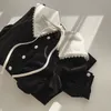 Kimutomo Casual Fashion Black Dress Women Retro Hepburn French Style Ladies Peter Pan Collar Slim Velvet Vestido Elegante 210521