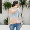 Wiosna Jesień Tie Dye Długim Rękawem Draw String Bluzy Kobiety Casual Luźne Streetwear Moda Collectes Z Kapturem Tops Bluza 210608