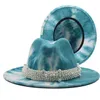 Ampla Brim Top Chapéu de Jazz Chapéu Fedora com Chain Europeia Imitação Americana de Lã Bonés para Mulheres Homens Inverno Outono Vintage