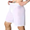 Onderbroek Boxershorts Mannen Ondergoed Sexy Mesh Slaap Bodems Pyjama Lange Gay Sissy Transparante Leuke Slipje U Zakje White186I