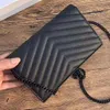 Leather shoulder bags chain purse fashion clutch lady cowhide handbags presbyopic card holder messenger women cross body bag