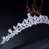 CWWZircons Alta calidad Cubic Zirconia Romántica Flor nupcial Tiara Corona Boda Dama de honor Accesorios para el cabello Joyería A008 210707