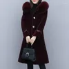 Kadın Kürk Faux Kış Yün Ceket Yaka Kapşonlu Kadın Ceket Zarif Orta Uzunlukta Ince Palto Kadınlar Koyun Kesme Coat1