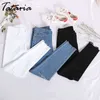 White Skinny Dżinsy Kobieta z otworami Slim Ołówek Dżinsowy Spodnie Ripped Dla Kobiet Wysoka Talia Stretch Capris Damskie Jean Femme 210514