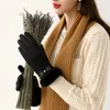 Открытый зимние теплые перчатки 1 пара удобные велосипедные перчатки корейский версия сплошной цвет милые пушистые женские сенсорные перчатки
