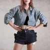 Vestes en jean pour femmes, manteaux de styliste à rivets métalliques, simple boutonnage, poche à boutons, printemps 2021