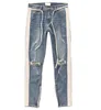 Nyaste designen Vinter Jeans Designer Kända märke Herr Washed White Stripe Off Casual Slim Lättvikts Stretch Skinny Byxor Rak Storlek 29-38