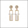 Dangle & Chandelier Earrings Jewelry Korean Style Fashion Earring Simple Geometric Square Shell Ins With Diamond 925 Sier Needle For Women D