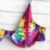 Zaful Plunge Bikini Krawat Dye Underwire Bikini Zestaw Spaghetti Paski Swimsuit Estetyczny Sexy Kostium Kąpielowy Kobiety Swimwear 2021 Y0820