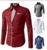 Mens formella affärskjortor Casual Slim Långärmad Dresse Camisa Masculina Asian Size M-4XL