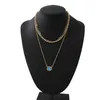 Pendant Necklaces Multilayer Blue Crystal Necklace For Women Fashion Rhinestone Shine Star Jewelry Choker Statement Valentine's Day Gift