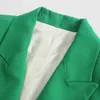 TRAF Za Kobieta Damska Garnitur Blazer Moda Podwójna Brelected Green Coat Office Lady Długi Rękaw Dorywczo Odzież Odzież 211019