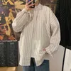 Privathinker Black White Striped Men's Shirts Harajuku Men Casual Long Sleeve Shirt Tops Streetwear Man Oversized Blouse 210626