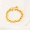 Brins perlés coeur 18k thai baht jaune beau bracelet charme rempli de charme de charme allongé pendentif amour cher
